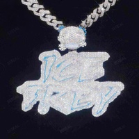 Pendentif personnalisé en argent 925 avec lettres ou logo, serti de moissanite VVS taille brillant, style hip-hop pour homme, style star du rap