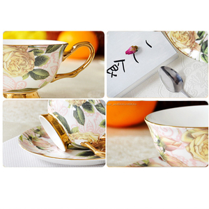 De grado de alimentos fiesta taza de té logotipo personalizado borde dorado boda tazas Taza de café y platillo a granel baratos - Product Image 5