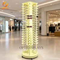 360° Rotatable Sunglasses Display Tower Floor Standing Eyewear Organizer Rack for Optician Shop & Supermarket