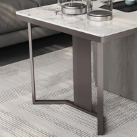 Ensemble de table à thé en pierre minimaliste moderne, une table, cinq chaises, bouilloire intégrée, pieds en métal, forme rectangulaire - Meubles de bureau et de maison
