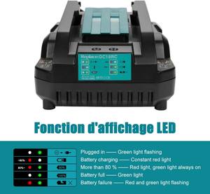 <span class=keywords><strong>Chargeur</strong></span> Li-ion 14,4V-18V 3A pour <span class=keywords><strong>chargeur</strong></span> <span class=keywords><strong>Makita</strong></span> 18V DC18RC DC18RD pour batteries BL1850 BL1840 <span class=keywords><strong>BL1830</strong></span> BL1430 BL1415 18V - Product Image 3