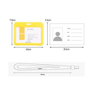 랜야드 스트랩이있는 수평 하드 플라스틱 ID 카드 홀더 사무실 학교 학생 작업 패스 용 조경 이름 배지 케이스 - Product Image 2