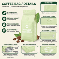 YOUYI Impression personnalisée 250g 500g Sachets à fond carré recyclables mats pour café avec valves
