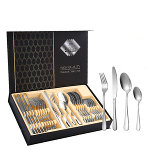 24 pezzi posate posate posate <span class=keywords><strong>Set</strong></span>, servizio utensili in acciaio inox per 6, Include forchetta coltello cucchiaio, lucidato a specchio - Product Image 4