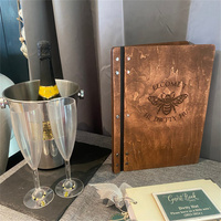 Carpeta de Menú Personalizada con Cubierta de Papel y Correa de Cuero de Lujo, Logotipo Personalizado, Colores Personalizados, Impresión Serigráfica Promocional