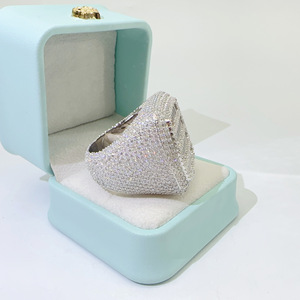 Nuova tendenza moda 925 argento intarsiato <span class=keywords><strong>D</strong></span> colore VVS rettangolare Moxan Moissanite anello con diamante pieno per uomo e donna - Product Image 4