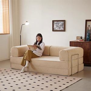 <span class=keywords><strong>Canapé</strong></span> deux places en ligne droite, style vintage, salon, pliable, double usage, <span class=keywords><strong>canapé</strong></span>-lit Teddy, tissu compressé, amovible - Product Image 2