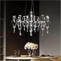 Lustre en cristal décoratif moderne, hauteur réglable, lampe suspendue LED, luminaire de plafond pour salle à manger, chambre à coucher, salon, garantie 2 ans