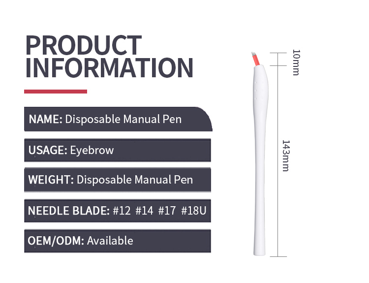 CTHT061 Stylo de microblading jetable incliné blanc
