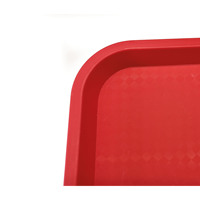 Bandeja de Servicio Duradera de Plástico Rojo para Comida Rápida, 12x16 Pulgadas, Diseño Cuadrado, Superficie Antideslizante