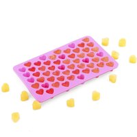 Bestseller Antihaftbeschichtete Lebensmittelechte Silikonform mit 55 Herzförmigen Vertiefungen für Süßigkeiten, Schokolade, Fondant, Gelee und Eiswürfel