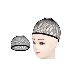 Hot Selling Black Stretchable Crochet Weaving Hair Net Mesh Net Wig Caps Dome Cap for Women