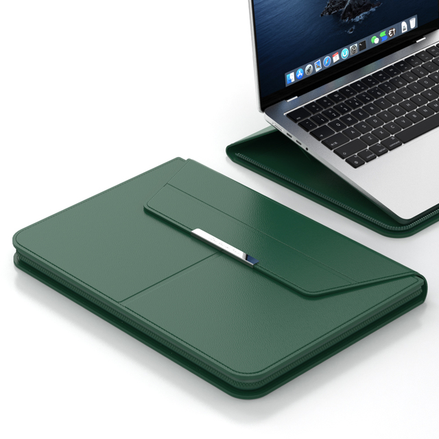 Custom Embossed Logo Slim Carrying Computer Protective Cover Leather Laptop Sleeve Bag for Macbook Pro 16 Inch