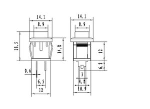 Interruptor de Botón Pulsador Momentáneo Cuadrado Pequeño DS-430 |   Interruptor de Encendido Auto-Reajustable Normalmente Abierto (NO) - Product Image 5