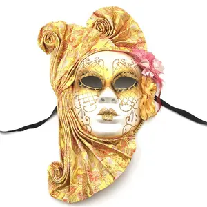 Máscara facial completa para mujer, Color rojo, plástico brillante, elegante disfraz de carnaval veneciano, decoración de fiesta barata