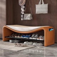 Banc d'entrée moderne minimaliste de style italien en tissu, avec étagère à chaussures et siège, mobilier de maison