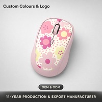Mouse Nirkabel Mini Pink Lucu 4 Tombol Jangkauan 10m Ergonomis Khusus Tangan Kanan untuk Komputer Mac Laptop PC Notebook
