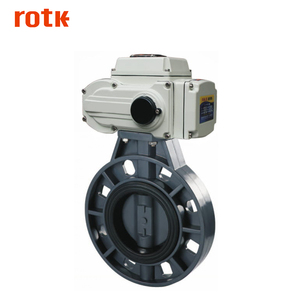 ROTK 12 Tension EPDM Caoutchouc Siège wafer bride 12v électrique en plastique pvc vanne papillon actionneur - Product Image 1