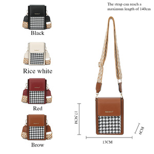 Bolso Bandolera Mini para Mujer Baellerry, Piel Sintética, Cierre Magnético, para Teléfono, Uso Diario, Marrón con Patrón de Pata de Gallo - Product Image 4