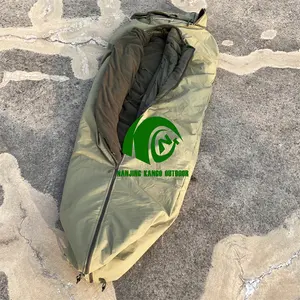 Kango wasserdichter Schlafsack mit Umschlag und Hoodie im Freien 4 Schichten flauschiger modularer grüner OD-Schlafsack