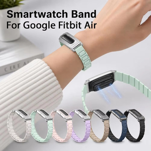 FORWELLENY Bracelet de <span class=keywords><strong>montre</strong></span> en silicone à rainures magnétiques avec cadre de protection métallique assorti, bracelet de remplacement pour Google <span class=keywords><strong>Fitbit</strong></span> Air - Product Image 3