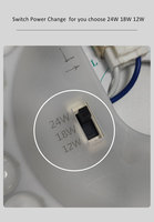 Module de remplacement de ventilateur lumineux homologué UL & ETL 170 mm, 230 V, 12 W, 18 W, 24 W, carte LED avec interrupteur DIP et fixation magnétique