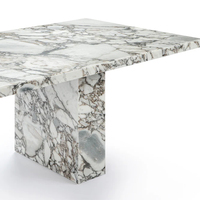 Ensemble de table à manger en marbre bleu galaxie moderne et luxueux Kumusi Furniture, table à manger en pierre grande et haute pour plusieurs personnes, meubles de salon