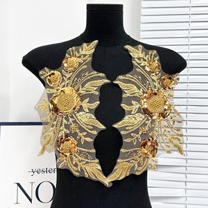 Moda örgü pullu çiçek bez yama PU dantel işlemeli yama için düğün elbisesi sahne performansı giyim konfeksiyon - Product Image 1