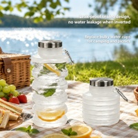 Bouteille portable rétractable moderne personnalisée en silicone de qualité alimentaire hautement transparente, résistante aux hautes températures, avec couvercle en étain