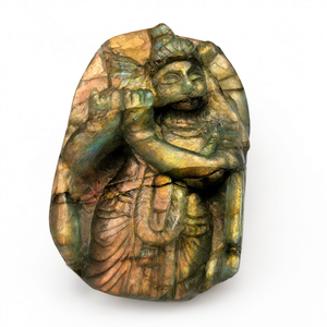 Miniature sculptée en labradorite de Krishna - Adoraison de la protection divine - Idole du Seigneur Krishna - Murti en cristaux - Reiki/Chakra - Product Image 2