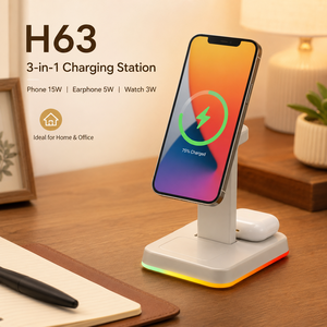 Nouveau Chargeur Magnétique Sans Fil <span class=keywords><strong>3</strong></span>-en-1 2026 avec Lumière Ambiante RGB et Support de Charge Rapide 15W pour <span class=keywords><strong>iPhone</strong></span> 17 16 15 - Product Image 5