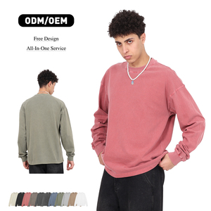 Camisetas de Manga Larga para Hombre, Estilo 2026, Cuello Redondo, Personalizadas, Vintage, Lavadas al Ácido, 310GSM, Peso Pesado - Product Image 1