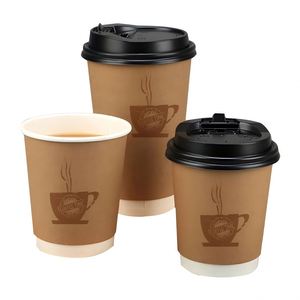 Custom Logo 8oz 12oz <b>Disposable</b> Double Wall Paper Coffee Personalized Hot Drink Coffee Paper <b>Cup</b> With Lid - Product Image 3