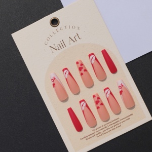 Uñas postizas <span class=keywords><strong>de</strong></span> <span class=keywords><strong>ballet</strong></span> <span class=keywords><strong>de</strong></span> longitud media, estilo ataúd, cuadradas, <span class=keywords><strong>de</strong></span> cobertura completa, rojo francés, minimalistas, elegantes, universales, <span class=keywords><strong>profesionales</strong></span> para arte <span class=keywords><strong>de</strong></span> uñas. - Product Image 3