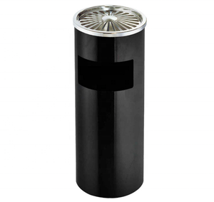 Modern Design Black Standing Ashtray Bin Stainless Steel Waste Bin Bokashi Color Customized