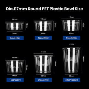 Tigela de Açaí Descartável de Plástico com Logotipo Personalizado 8oz 14oz 16oz com Tampa, Recipiente Redondo Transparente de <span class=keywords><strong>PET</strong></span> para <span class=keywords><strong>Deli</strong></span> - Product Image 6