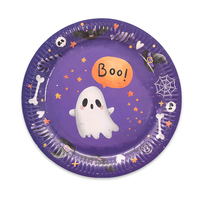 Assiette en papier imprimée jetable de 7/9 pouces sur le thème de l'Halloween assiette à dîner en papier compostable pour la fête