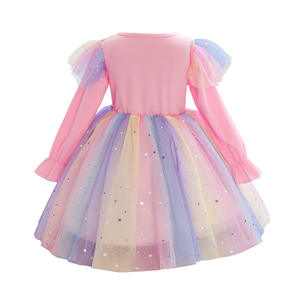 Nuevos productos Primavera Otoño Manga larga <span class=keywords><strong>Pastel</strong></span> Stars <span class=keywords><strong>TuTu</strong></span> vestidos <span class=keywords><strong>de</strong></span> fiesta para niñas <span class=keywords><strong>de</strong></span> 2 a 14 años - Product Image 3