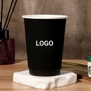 Custom Printing Eco-friendly 8oz 12oz 16oz Biodegradable Black Double Wall Paper <b>Cup</b> Juice Milk Tea Coffee Paper <b>Cup</b> with Lid - Product Image 2