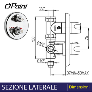 Mélangeur de douche intégré thermostatique à levier unique chromé à 2 tours pour salles de bains modernes - Product Image 4