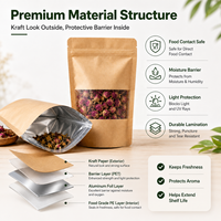 Sachet Doypack Personnalisé en Papier Kraft avec Fenêtre et Fermeture Zip Refermable pour Emballage de Thé, Herbes, Épices, Fruits Séchés et Aliments Biologiques