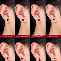 Pendientes de botón de hierro minimalistas de moda para hombre, conjunto negro atrevido, estilo bad-boy, unisex, que no se desvanecen
