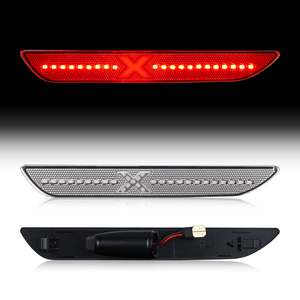 Reflector de Arco de Rueda Estilo X Transparente, Luz Marcadora Lateral Trasera para Ford Mustang 2015-2023, LED Rojo FO2860106, Juego de 2 Piezas - Product Image 2