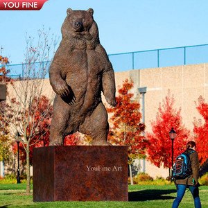 Statue de combat d'ours de <span class=keywords><strong>rencontre</strong></span> féroce en bronze d'un grand animal sauvage carré extérieur - Product Image 4
