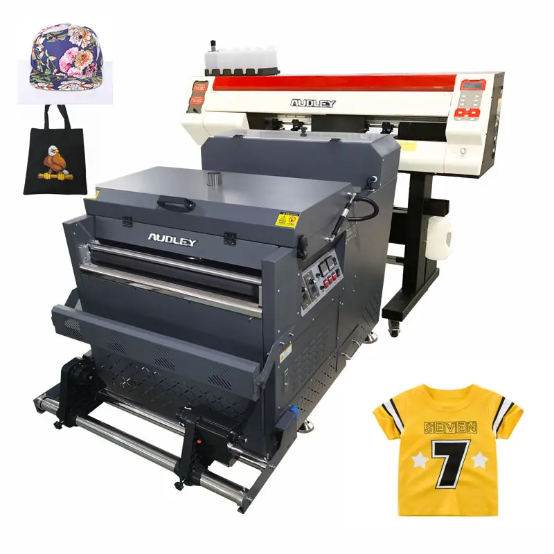 2 Kepala Cetak 60Cm Dtf A1 Pet Film Inkjet Printer Dtf Pet Roll Panas Semua Dalam Satu Transfer Printer dan Mesin Dyer Bubuk