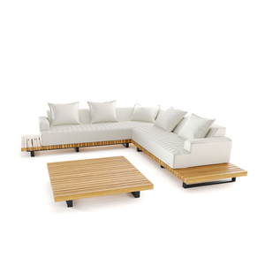 Divano <span class=keywords><strong>da</strong></span> Esterno Moderno Set Salotto <span class=keywords><strong>Giardino</strong></span> <span class=keywords><strong>in</strong></span> <span class=keywords><strong>Legno</strong></span> Teak Mobili Lusso per Esterni Arredamento Patio per Appartamenti e Hotel - Product Image 4