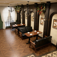 Ensemble de canapé et de chaises de bar vintage avec table à whisky, personnalisable, en bois massif, pliable, pour utilisation dans un café/bistro