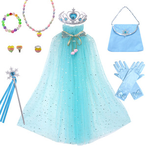 <span class=keywords><strong>Elsa</strong></span> <span class=keywords><strong>Anna</strong></span> sirena ragazze principessa mantello Purim colorato paillettes per bambini luccicanti vestito <span class=keywords><strong>da</strong></span> festa brillante per bambini Costume di Halloween - Product Image 4