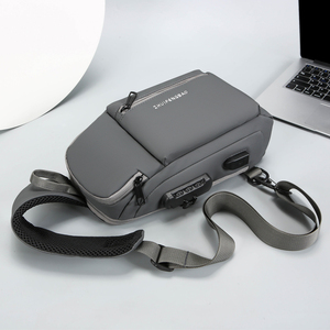 Korean Style Custom Logo Lightweight Waterproof Nylon Crossbody <b>Bag</b> in <b>Black</b> and Gray For Cycling - Product Image 6