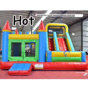 Thương mại cổ điển màu xanh và màu vàng Nhà bị trả lại <span class=keywords><strong>Inflatable</strong></span> lâu đài <span class=keywords><strong>bouncy</strong></span> với trượt trong kho để bán - Product Image 6